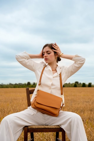 Sac à main en cuir Lya - Camel