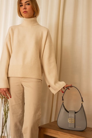 Sac porté épaule en cuir Inaya - Gris