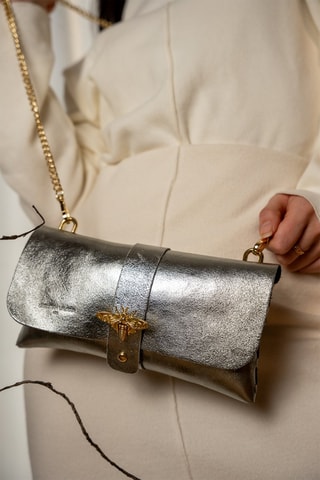 Sac bandoulière en cuir Ivy - Argenté
