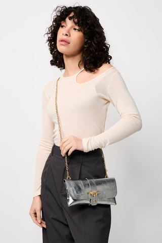 Sac bandoulière en cuir Ivy - Argenté