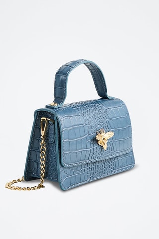 Sac à main en cuir Lily Croco - Bleu