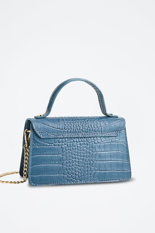 Sac à main en cuir Lily Croco - Bleu