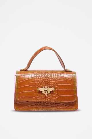 Sac à main en cuir Lily Croco - Camel