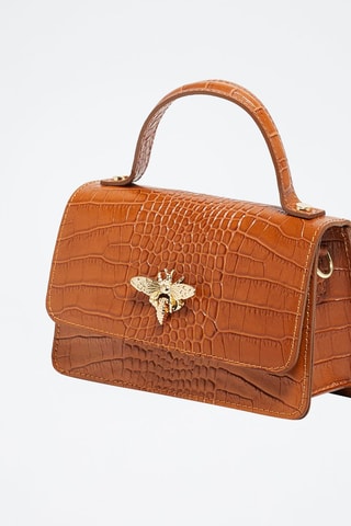 Sac à main en cuir Lily Croco - Camel