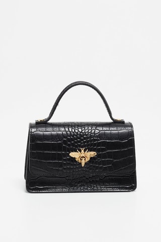 Sac à main en cuir Lily Croco - Noir