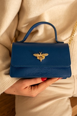Sac à main en cuir Lily - Bleu