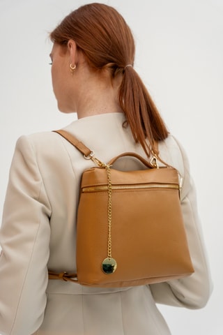 Sac à dos en cuir Ester - Moutarde