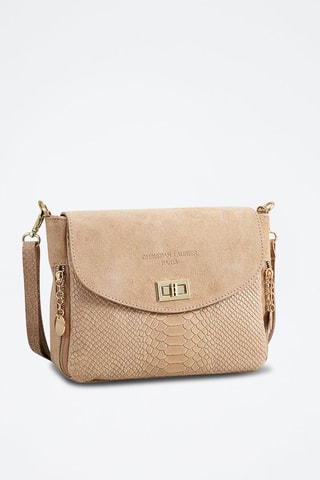 Sac bandoulière en nubuck Acil - Taupe