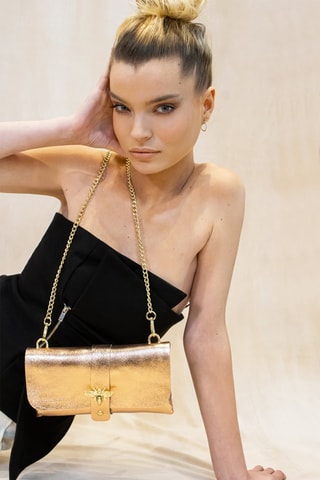 Sac bandoulière en cuir IvyDoré rose - Rose et doré