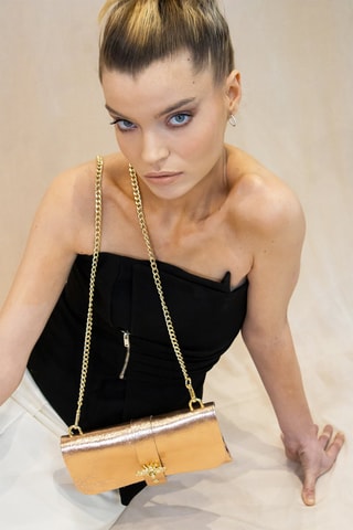 Sac bandoulière en cuir IvyDoré rose - Rose et doré