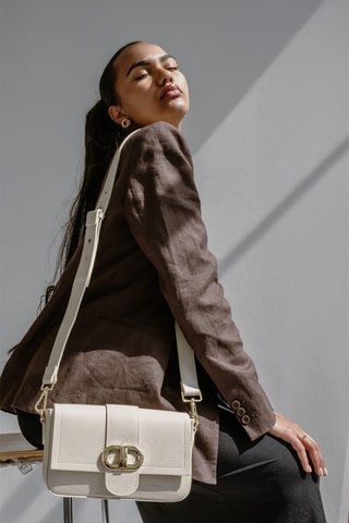 Sac bandoulière en cuir Aria - Blanc