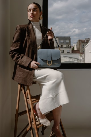 Sac porté épaule en cuir Nael - Ciel