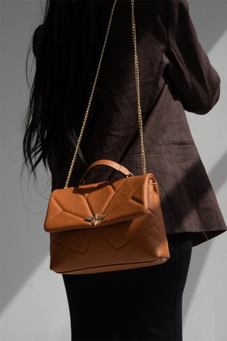 Sac porté épaule en cuir Louise - Camel
