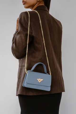 Sac bandoulière en cuir Lily  - Ciel