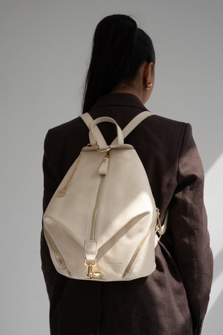 Sac à dos en cuir Racha - Blanc