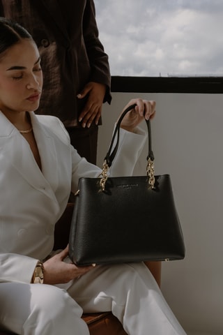 Sac porté épaule en cuir Alya - Noir