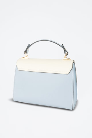 Sac à main en cuir Alysse - Blanc et bleu clair