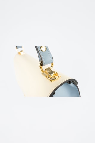 Sac à main en cuir Alysse - Blanc et bleu clair