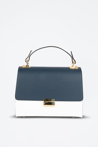 Sac à main en cuir Alysse - Blanc et bleu
