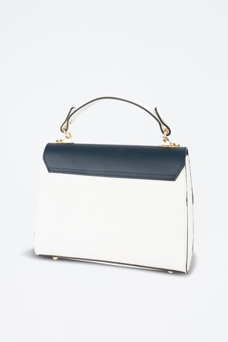 Sac à main en cuir Alysse - Blanc et bleu