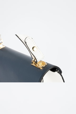 Sac à main en cuir Alysse - Blanc et bleu