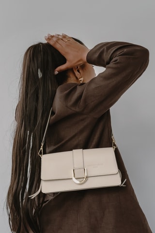 Sac porté épaule en cuir Hazel - Beige