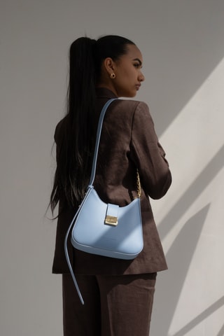 Sac bandoulière en cuir Hely  - Ciel