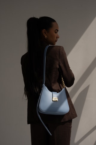 Sac bandoulière en cuir Hely  - Ciel