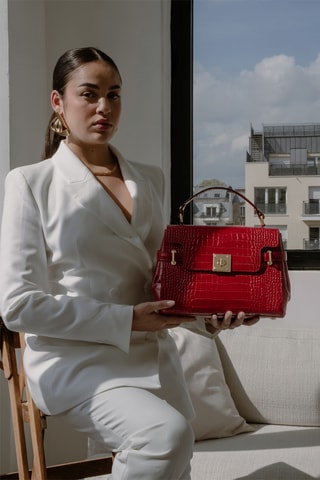 Sac à main en cuir Swan - Rouge