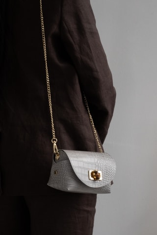 Sac bandoulière en cuir Etienne - Gris clair