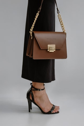 Sac bandoulière en cuir Ava  - Marron