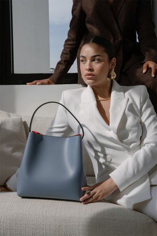 Sac porté épaule en cuir Jeny - Bleu