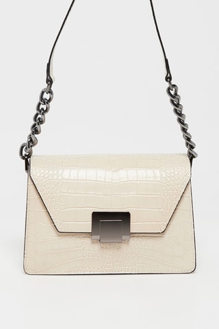 Sac bandoulière en cuir Lya - Argenté et rose