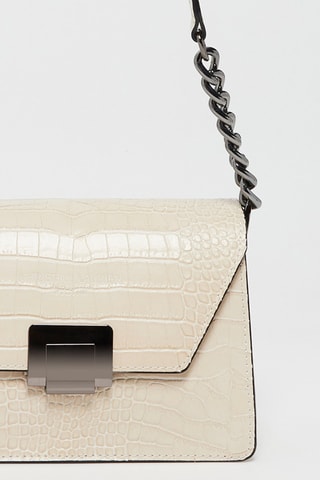 Sac bandoulière en cuir Lya - Argenté et rose