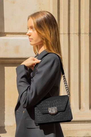 Sac bandoulière en cuir Lya - Noir
