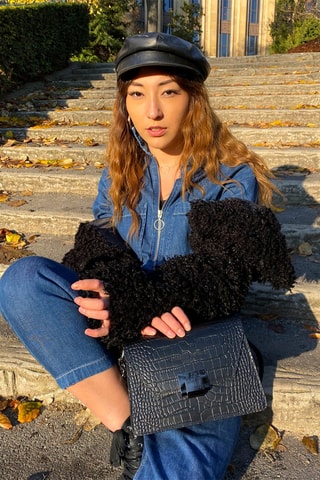 Sac bandoulière en cuir Lya - Noir