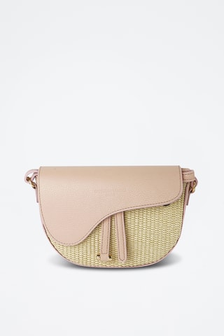 Sac bandoulière en cuir Kena Rafia - Rose