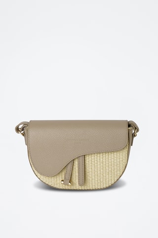 Sac bandoulière en cuir Kena Rafia - Taupe