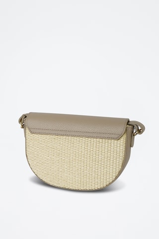 Sac bandoulière en cuir Kena Rafia - Taupe