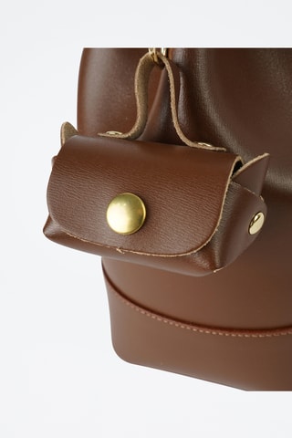 Sac seau en cuir Liora - Marron
