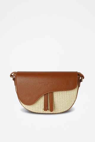 Sac bandoulière en cuir Kena Rafia - Camel