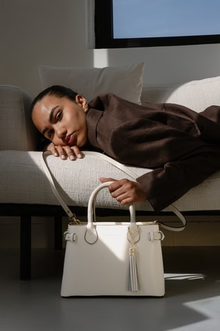 Sac à main en cuir Mini Anita - Beige