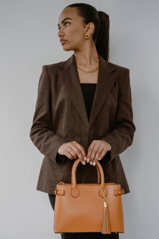 Sac à main en cuir Mini Anita - Camel - Camel
