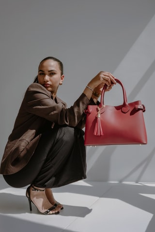 Sac à main en cuir Anita - Bordeaux - Bordeaux