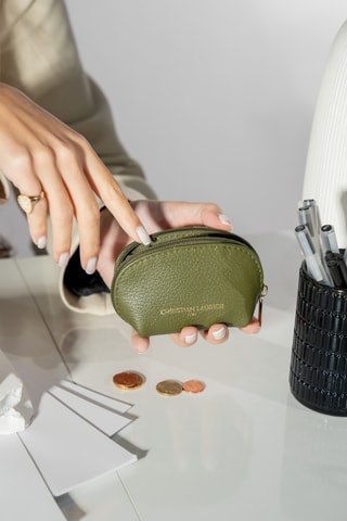 Porte-monnaie en cuir Nika croco - Vert