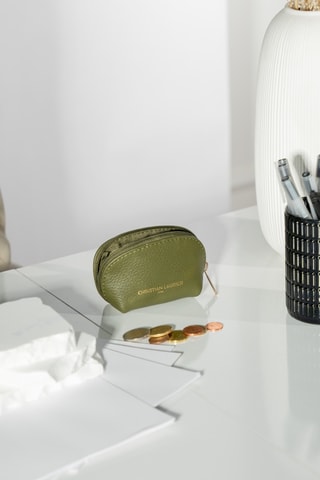 Porte-monnaie en cuir Nika croco - Vert