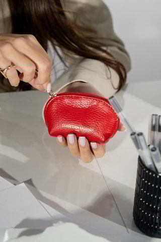 Porte-monnaie en cuir Nika croco - Rouge
