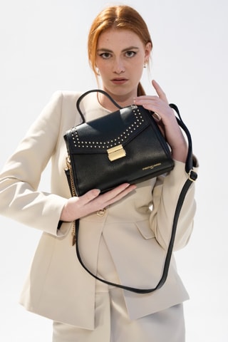 Sac bandoulière en cuir Enza - Noir