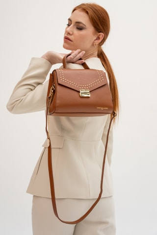 Sac bandoulière en cuir Enza - Camel