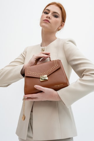 Sac bandoulière en cuir Enza - Camel